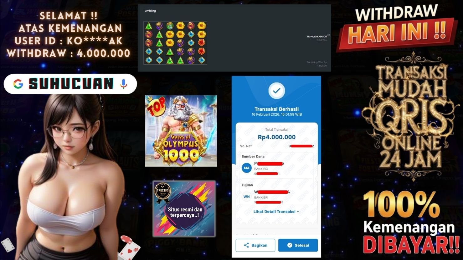 SUHUCUAN JACKPOT SLOT GATES OF OLYMPUS 1000